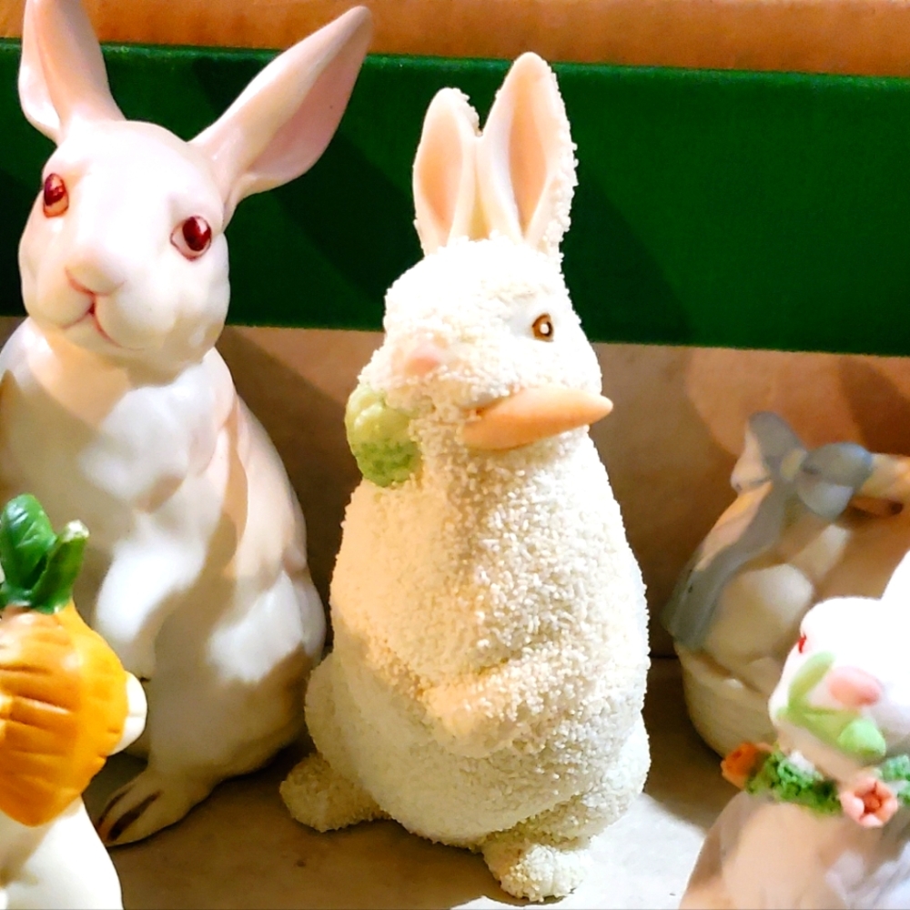 Vintage flocked bunny with  carrot